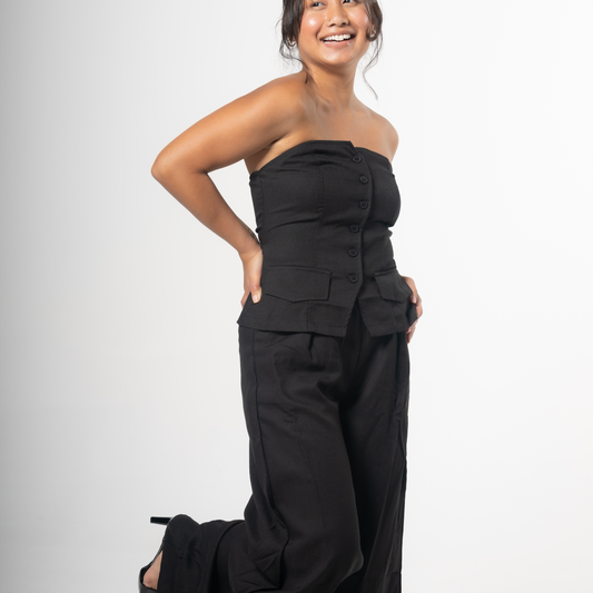 Linen tube top pant set