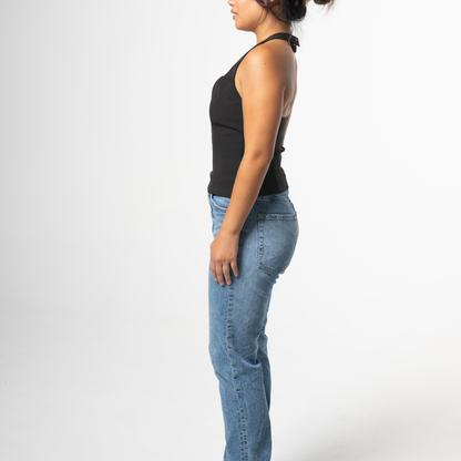 SCULPTED HALTER PEPLUM TOP