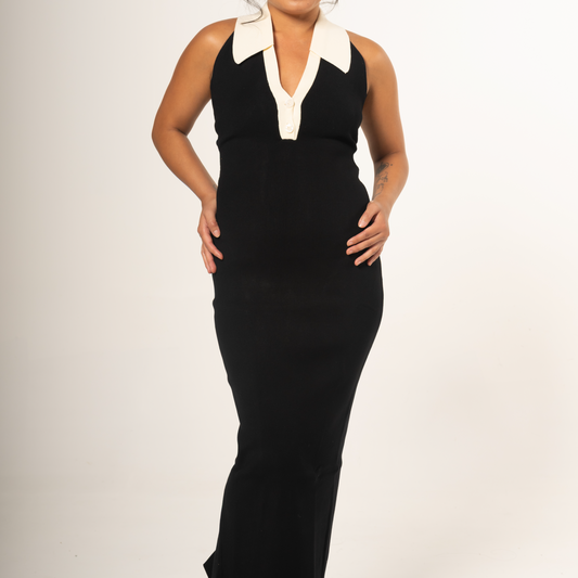 Collared halter knit dress