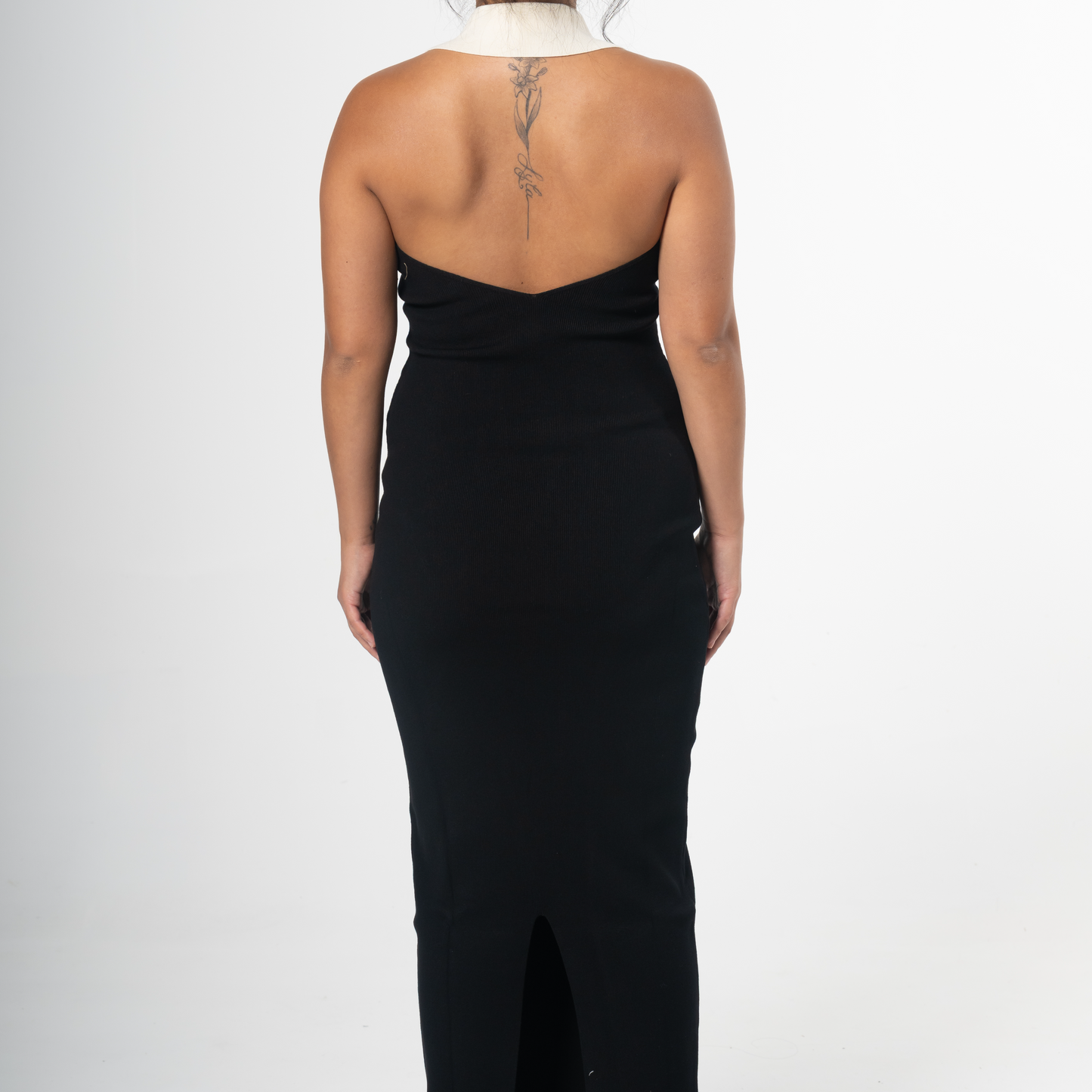 COLLARED HALTER KNIT DRESS