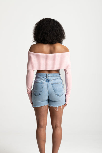 KNIT LONG SLEEVE CROP TOP
